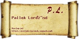 Pallek Loránd névjegykártya